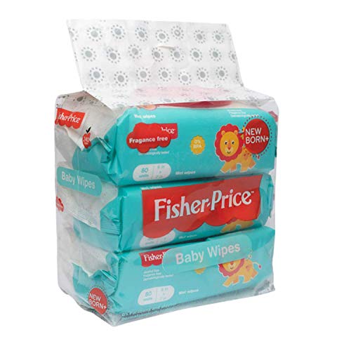 Fisher Price Baby Wipes Unscented, Hypoallergenic, Water Baby Diaper Wipes for Newborn and Sensitive Skin – Flip Top – 80 Count (Pack of 3) 240 Wipes | The Storepaperoomates Retail Market - Fast Affordable Shopping