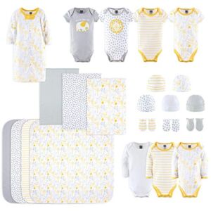 The Peanutshell Newborn Layette Gift Set for Baby Boys or Girls | 23 Piece Gender Neutral Newborn Clothes & Accessories Set | Safari Themed