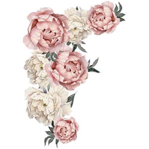 Peony Rose Flowers Wall Sticker,Peel & Stick Removable Wall Art Decals for Sofa Background Living Room Bedroom Kitchen Nursery Room Decorations,Finished Size 28.1 x 40.2 inch