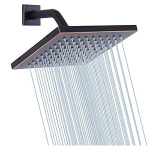 Shower Head GGStudy 8 inch Square Rain Stainless Steel High Pressure Oil Rubbed Bronze Shower Heads Rainfall Bath Shower Self-cleaning Silicone Nozzle