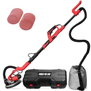 POWER PRO 1850 Electric Drywall Sander – Variable Speed 1000-1850rpm, 750 Watts, with Automatic Vacuum System, LED Light, and Tool Case (1850)