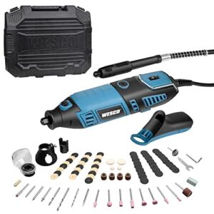 WESCO Rotary Tool Kit, Extend Shaft, 35000RPM, 7 Variable Speed, 82 Accessories, Rotary Multi-Tool for Cutting, Carving, Engraving, Polishing, and Detail Sanding DIY Project