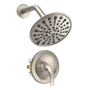 EMBATHER Shower Faucet Set, Single Function Shower Trim Kit with Valve, Bathroom Rainfall Shower System with 6 Inch High Pressure Showerhead