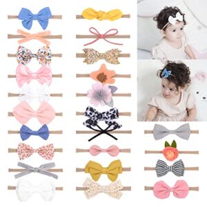 24pcs Baby Girls Flower and Hair Bows Headbands Soft Nylon Hairbands Elastic Hair Accessories for Newborns Infants Toddlers and Kids
