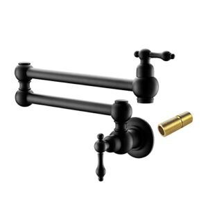 Havin Brass Pot Filler,Pot Filler Faucet Wall Mount,Brass Material,with Double Joint Swing Arms (Matte Black)
