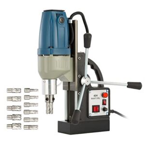 ZELCAN 1100W Electric Magnetic Drill Press w 1.6 inch Boring Diameter Core Drill Bit Set, Portable Heavy Duty Power Mag Drill 2700lbf Electromagnet Drilling Machine for Metal Surface Home Improvement