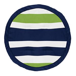 Sweet Jojo Designs Stripe Boy Baby Playmat Tummy Time Infant Play Mat – Navy Blue, Lime Green and White