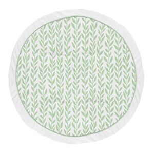 Sweet Jojo Designs Floral Leaf Girl Baby Playmat Tummy Time Infant Play Mat – Green and White Boho Farmhouse