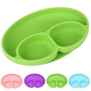 Toddler Plates- 100% Safe Silicone Suction Plate for Kids- BPA Free- Dishwasher & Microwave Friendly- Skidproof & Unbreakable- Fits Most Highchair Trays