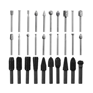 Rotary Woodworking Drill Bits Aulufft 30pcs Carving File Rasp Drill Bit Set,1/8 in Twist Drill Bits Carving knife For Electric Grinder,1/4in mm Metal Drill Bits Woodworking Rotary File For Die Grinder