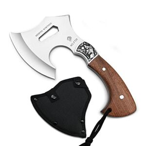 NedFoss Hatchet with Sheath, 9 inch Full Tang Small Axes and Hatchets, Compact and Lightweight Survival Hatchet with Wood Handle, Camping Axe for Practical Woodworking, Clearing Trail or Kindling