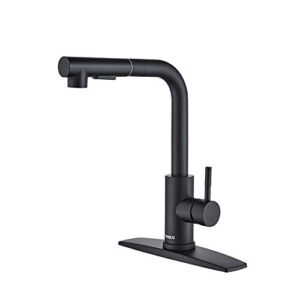 FORIOUS Matte Black Kitchen Faucets with Pull Down Sprayer, Single Handle Kitchen Sink Faucet with Pull Out Sprayer