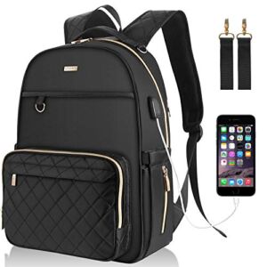 Landici Diaper Bag Backpack with Changing Pad,Multipurpose Maternity Baby Bags with Stroller Straps and USB Charging Port,Large Travel Back Pack for Mom Dad Boy Girl,Black