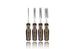 Spec Ops Tools Wood Chisel Set with High-Carbon Steel Blades, Shock-Absorbing Grip, 4-Piece, 3% Donated to Veterans