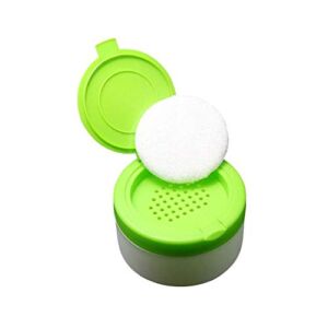 1PC Empty Refillable Green Plastic Baby Skin Care Baby Bath Puff Container Kit Talcum Powder Case Storage Make-up Loose Box Holder Jars with Fluff and Sifter for Home and Travel