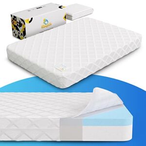 Sleepah Pack and Play Mattress Pad Portable Memory Foam; Double-Sided (Firm for Babies, Soft for Toddlers) Portable Waterproof Crib Mattress + Sheet; Fits Most Pack n Play 38 x 26 x 3