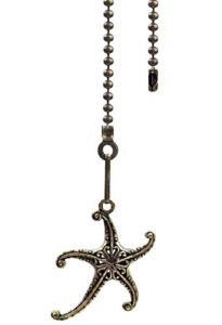 Aisicondan 12 inches Vintage Retro Lovely Starfish Marine Life Charm Pendant Ceiling Fan Danglers Fan Pulls Chain Extender with Ball Chain Connector（Bronze）