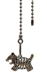 Aisicondan 12 inches Vintage Retro Lovely Tiger Animals Charm Pendant Ceiling Light Fan Danglers Fan Pulls Chain Extender with Ball Chain Connector （Bronze）