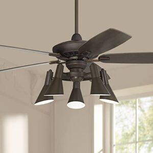 52″ Journey Retro Indoor Ceiling Fan with Light Kit LED Dimmable Remote Control Oil Rubbed Bronze Adjustable 5-Light for House Bedroom Living Room Home Kitchen Family Dining Office – Casa Vieja