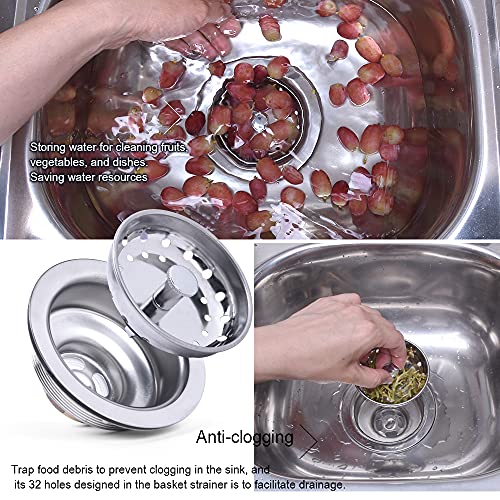 VARNAHOME Kitchen Drop-In Post Basket Strainer Replacement for US Standard Drains (3-1/2″), Premium 304 Stainless Steel Body W/Rubber Stopper 1 Pack | The Storepaperoomates Retail Market - Fast Affordable Shopping
