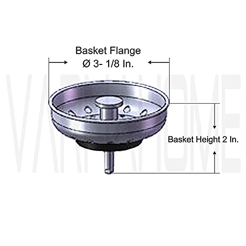VARNAHOME Kitchen Drop-In Post Basket Strainer Replacement for US Standard Drains (3-1/2″), Premium 304 Stainless Steel Body W/Rubber Stopper 1 Pack | The Storepaperoomates Retail Market - Fast Affordable Shopping