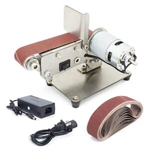 LianDu Belt Sander Electric Mini Belt Sander Grinder Polisher Sharpener Polishing Grinding Machine DIY Sand Mill Adjustable Speed Wood Sanding Tool (9000RPM 795 Motor, Adjustable Angle)