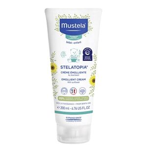 Mustela Stelatopia Eczema-Prone Skin Emollient Baby Cream – Moisturizing Body Lotion with Natural Avocado & Sunflower Oil – Fragrance-Free – 6.76 fl. oz.