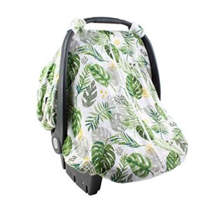 Bebe au Lait Rainforest Muslin Car Seat Cover, Green, One Size