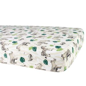 Bebe au Lait Classic Muslin Crib Sheet, 100% Cotton Muslin, Fits Standard Crib Mattress – Jungle