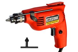 Wild Edge Corded Drill, Keyed Chuck 3/8-Inch, 3.0-Amp Portable Hand Drill