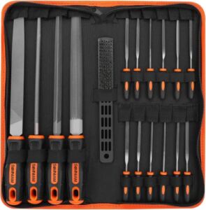 18Pcs Professional Files Set, SIMNIAM Premium T12 Metal Files with Suitcase, Flat/Triangle/Half-Round/Round Large Files & 12x Needle Files&Cleaning Brush, Perfect for Wood, Metal&DIY Project