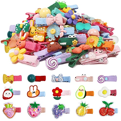 WillingTee 60 Pieces Baby Girls Hair Clips Cute Animal Fruit Flower Pattern Fully Ribbon Lined Hair clips for Baby Girls Infants toddlers kids Teens | The Storepaperoomates Retail Market - Fast Affordable Shopping