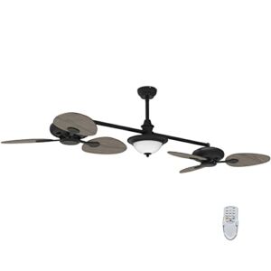 Ovlaim 86 inch Large Double Ceiling Fan, Dimmable Ceiling Fan with Light and Remote Control Oil-rubbed,Indoor Dual Angle Ceiling Fan 3 Color Temperature 6 Blades Fan