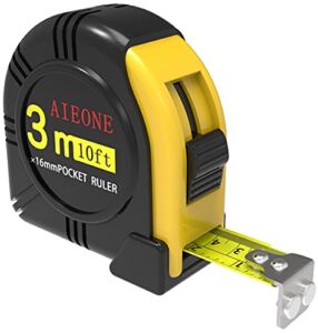 Tape Measure Retractable Metric and Imperial 10ft 16ft 25ft 33ft Measuring Tape with Magnetic Hook Impact Resistant Rubberized Case(10ft)