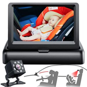 Baby Car Mirror, 1080P Car Baby Camera Monitor, Safety Car Back Seat Camera with 4.3” HD, Wide Crystal Clear View, Night Vision, Not Need to Turn Around, Observe The Baby’s Every Move at Any Time