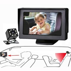 Baby Mirror for Car, Back Seat Baby Car Camera with Night Vision, View Infant in Rear Facing Seat with 4.3-Inch HD Display, Observe The Baby’s Every Move at Any Time while Driving