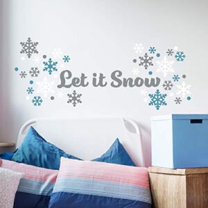 Paper Riot Co. “Let It Snow” Snowflakes Christmas Holiday Wall Stickers Removable Adhesive for Classroom Kids Room Nursery Bedroom Home Decor 115 Count Decals