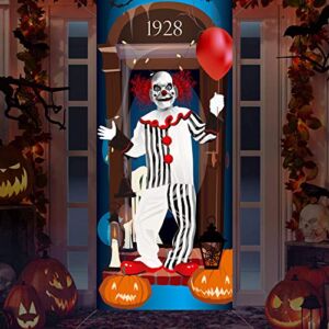 Emopeak Halloween Clown Door Sticker Cover – Creative 3D Sticker Wall Decals for Halloween Party Decoration
