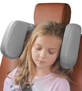 [Extended Edition] Car Headrest Pillow for Kids, Buluby Premium Sleeping Head & Neck Support for Rear Seat Passengers -Grey