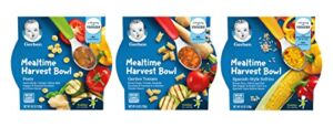 Gerber Mealtime Harvest Bowl Variety Pack – 1 Pesto, 1 Garden Tomato, 1 Spanish Style Sofrito – Non GMO, No Preservatives, 1 Full Serving of Veggies – 4.5 OZ Bowls (Pack of 3)