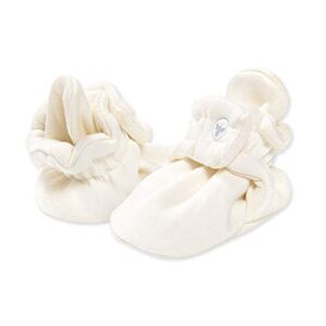 Burt’s Bees Baby unisex baby Booties, Organic Cotton Adjustable Infant Shoes Slipper Sock, Eggshell White, 0-3 Months US