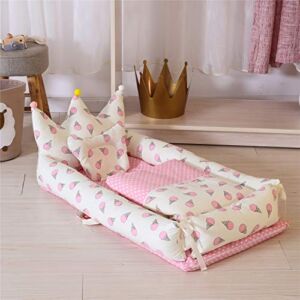 Traddy Baby Nest for Bedroom Baby Lounger for Bed，100% Soft Cotton Cosleeping Baby Bed for Bedroom/Travel，Breathable and Hypoallergenic Newborn Baby Nest