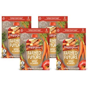 Happy Baby Organics Organic & Regenerative Stage 2 Baby Food, Apples & Carrot, 4 Ounce Pouch (Pack of 16)