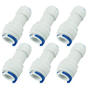 ZRM&E 6pcs Quick Connect Fittings RO Water Filters Reverse Osmosis System (Straight,1/4inch to 3/8inch Tube OD)
