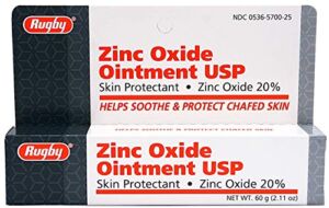 Rugby Zinc Oxide 20 Skin Protectant Ointment Relief for Diaper Rash Chafed Skin Poison Ivy, Clear, 2.11 Ounce