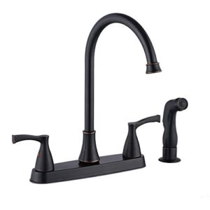 VCCUCINE Oil Rubbed Bronze Kitchen Faucet, 2 Handle 3 Hole 4 Hole Kitchen Sink Faucets with Pull Down Side Sprayer, 360 Swivel High Arc Stainless Steel Rv Camper Laundry Utility Bar Sink