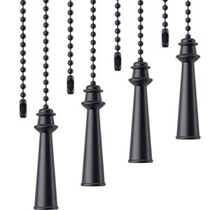 WILLBOND 4 Packs Ceiling Fan Pull Chains Pendant Pull Chain Extension Ceiling Fan Chain Extender with Oil Rubbed Smooth Finish for Ceiling Light Lamp Fan Chain (Matte Black)