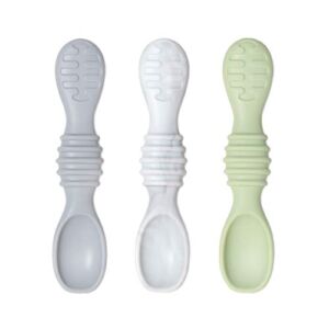 Bumkins Utensils, Silicone for Dipping, Feeding, Baby Led Weaning, Training Spoons, Ages 3 Months+ (3-Pack)
