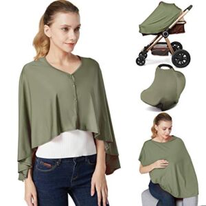Nursing Cover & Baby Nursing Poncho,Multi Use Breastfeeding Cover for CarSeat Canopy, High Seat Cover, Stroller Cover, Shopping Cart Cover,Nursing Scarf for Boy and Girl by Kefee Kol (Green)