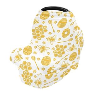 Nursing Cover Breastfeeding Scarf Honey Bee- Baby Car Seat Covers, Stroller Cover, Carseat Canopy (36)